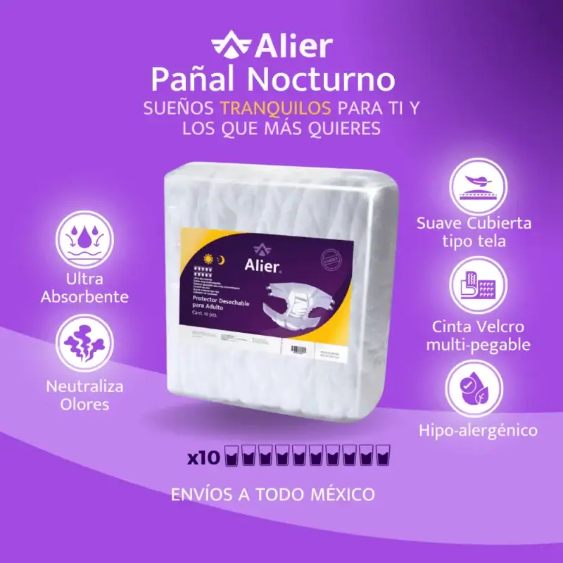 Pañal para adultos Nivel de absorción 8 día y noche. Alier® Pañales para Adultos Nivel 8 características.