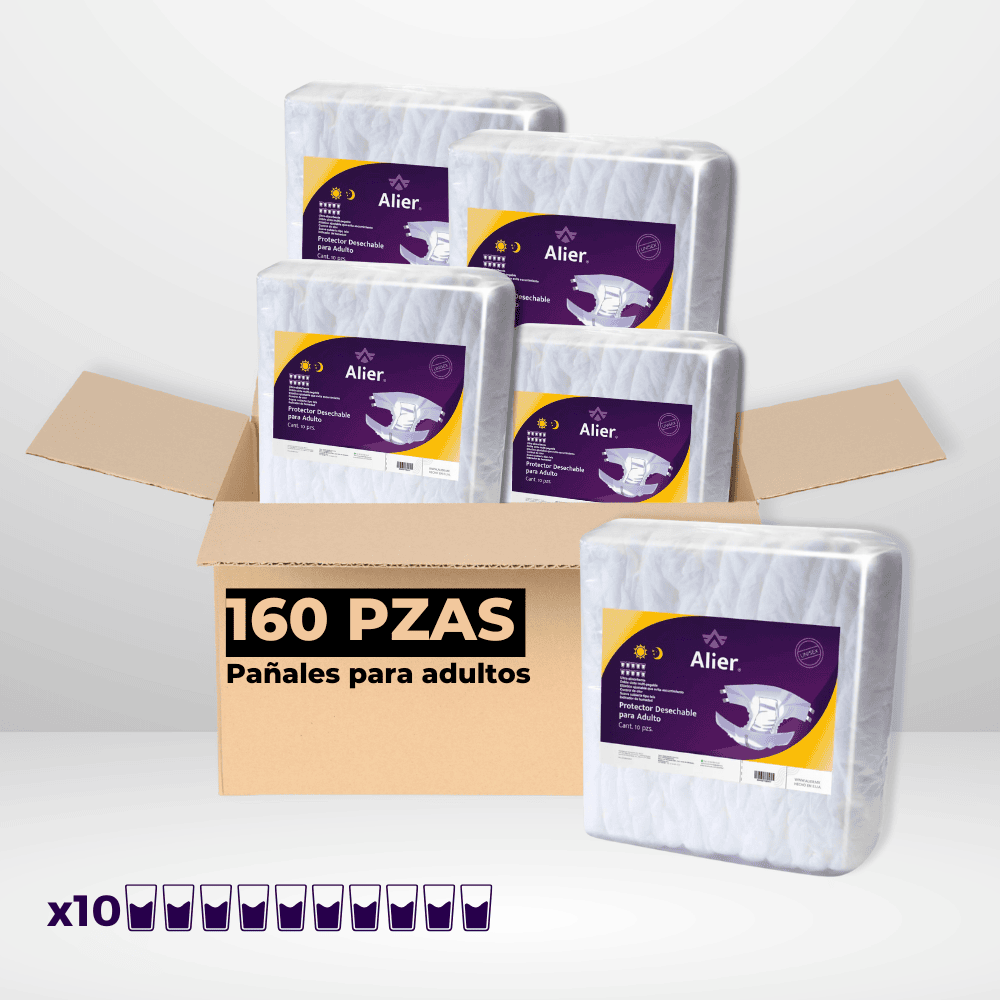 160 Pzas. Pañales para Adulto Nivel de absorción 10 Tallas: M, L y XL. Alier® Pañales para Adultos