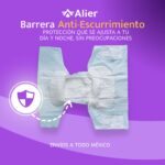 Pañales para adulto con barrera anti-escurrimiento, protección que se ajusta día y noche.