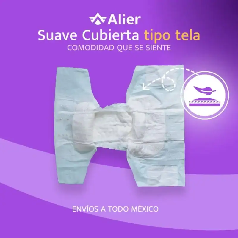 Pañales para adultos con suave cubierta tipo tela. Alier® Pañales para adulto