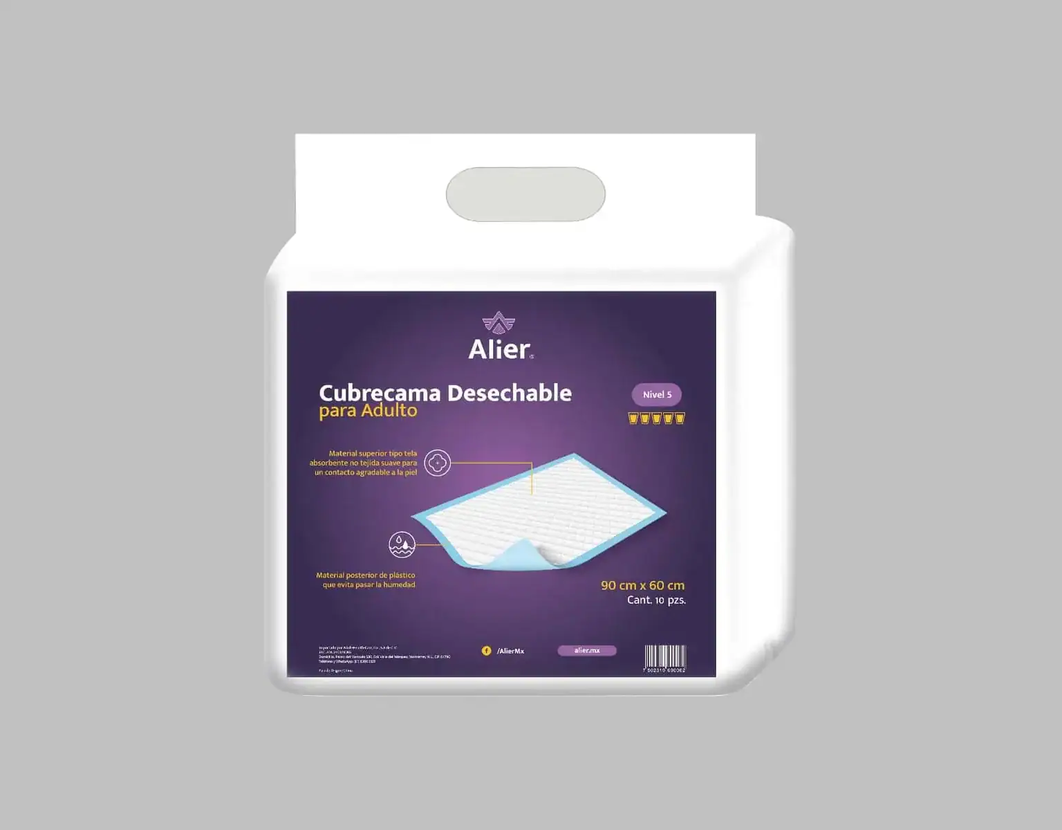 Cubrecama desechable para adulto. Tallas: M, L y XL. Alier® Pañales para Adultos.