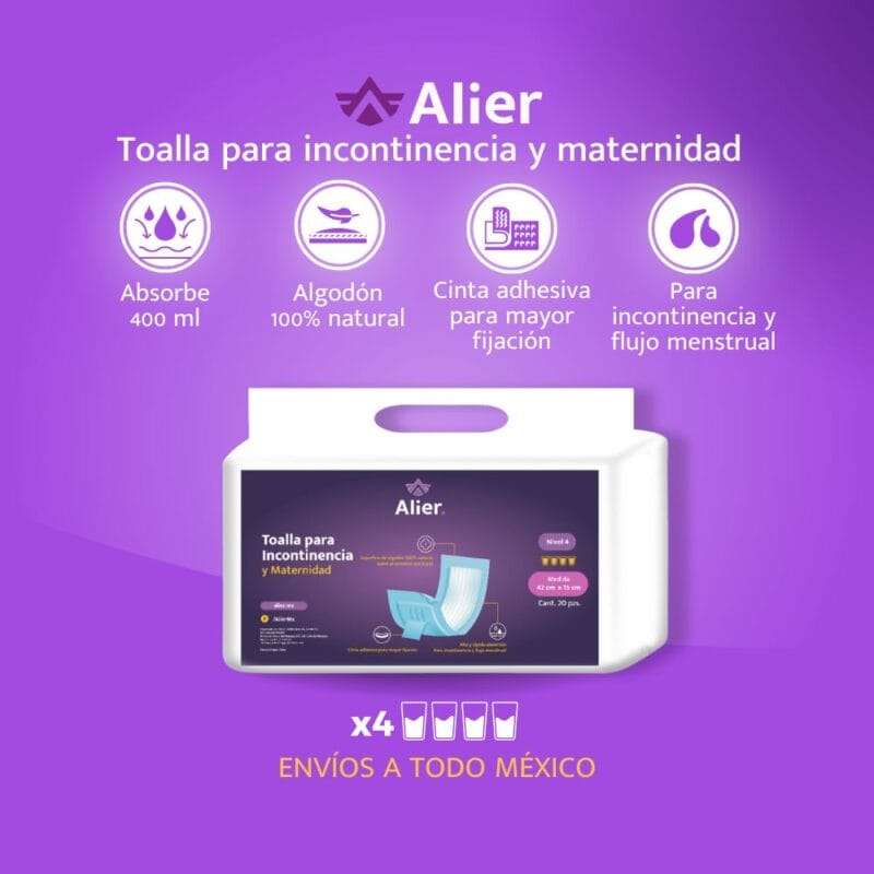 Toalla para incontinencia y maternidad - Pañales para adultos. Alier®